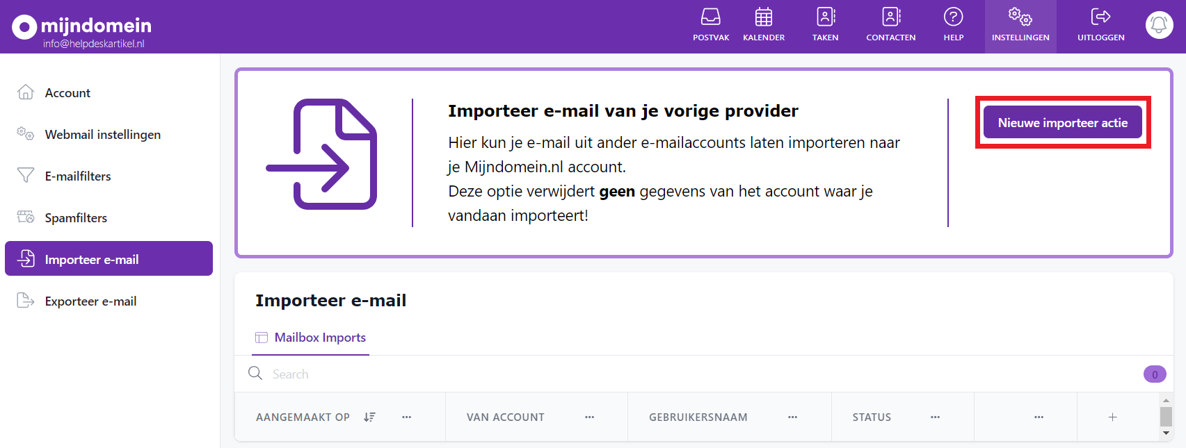 Importeer e-mail - Nieuwe importeer actie.png