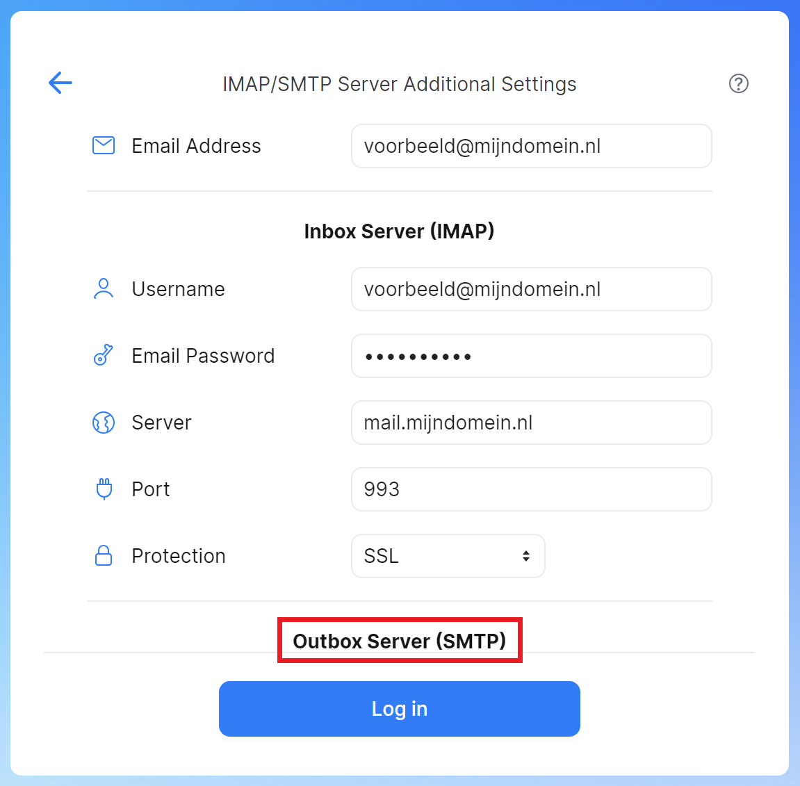 Spark - Additional Settings - Scroll naar Outbox Server.png