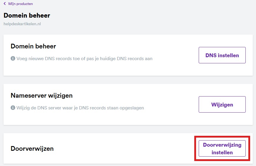 doorverwijzing instellen URL domeinpakket mailpakket.jpeg