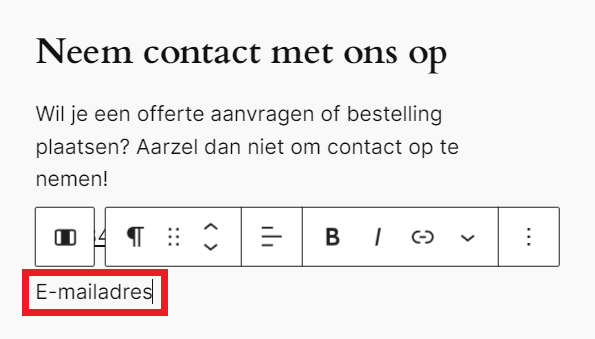 WordPress - Tekstvak e-mailadres selecteren.png