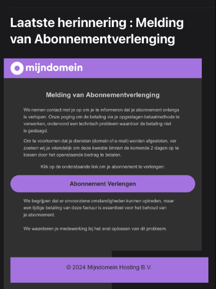 Phishing voorbeeld 6