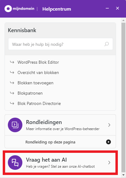 WordPress - Site Assistent - Helpcentrum - AI.png