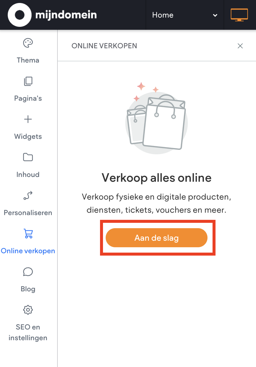 Scherm­afbeelding webshop instellingen vervolgen