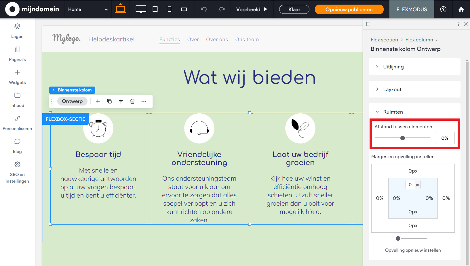 Websitemaker - Flexmodus - Ruimten - Afstand tussen elementen.png