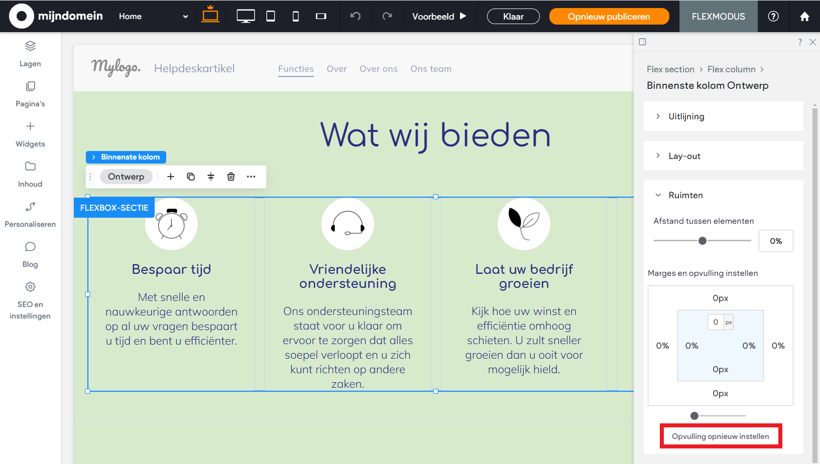 Websitemaker - Flexmodus - Ruimten - Opvulling opnieuw instellen.png