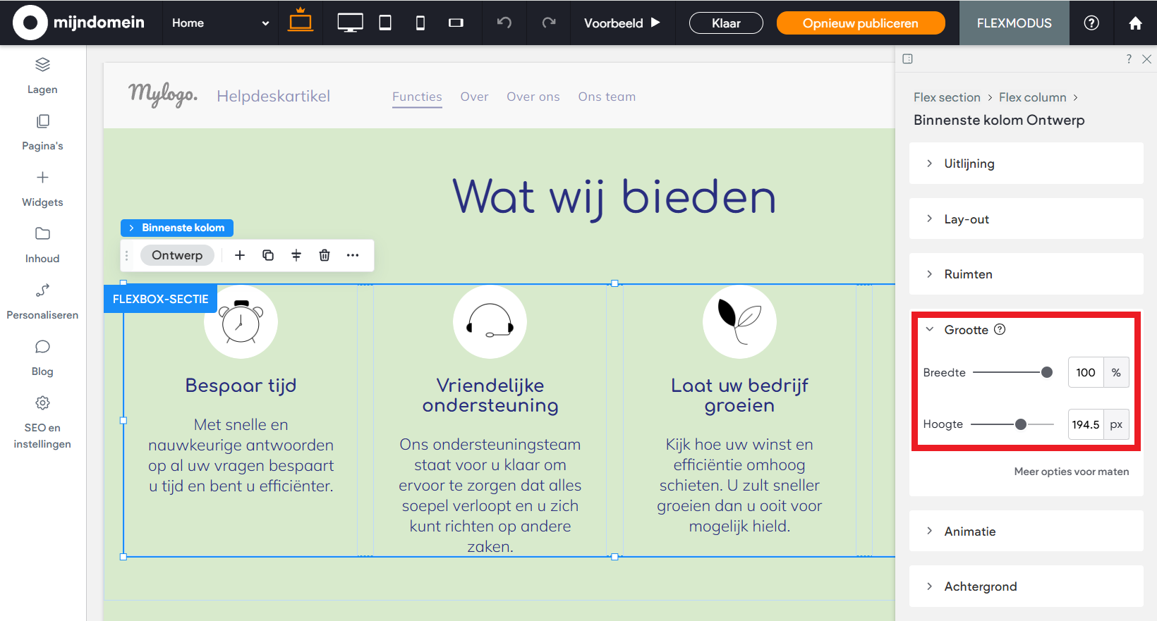 Websitemaker - Flexmodus - Grootte instellen.png