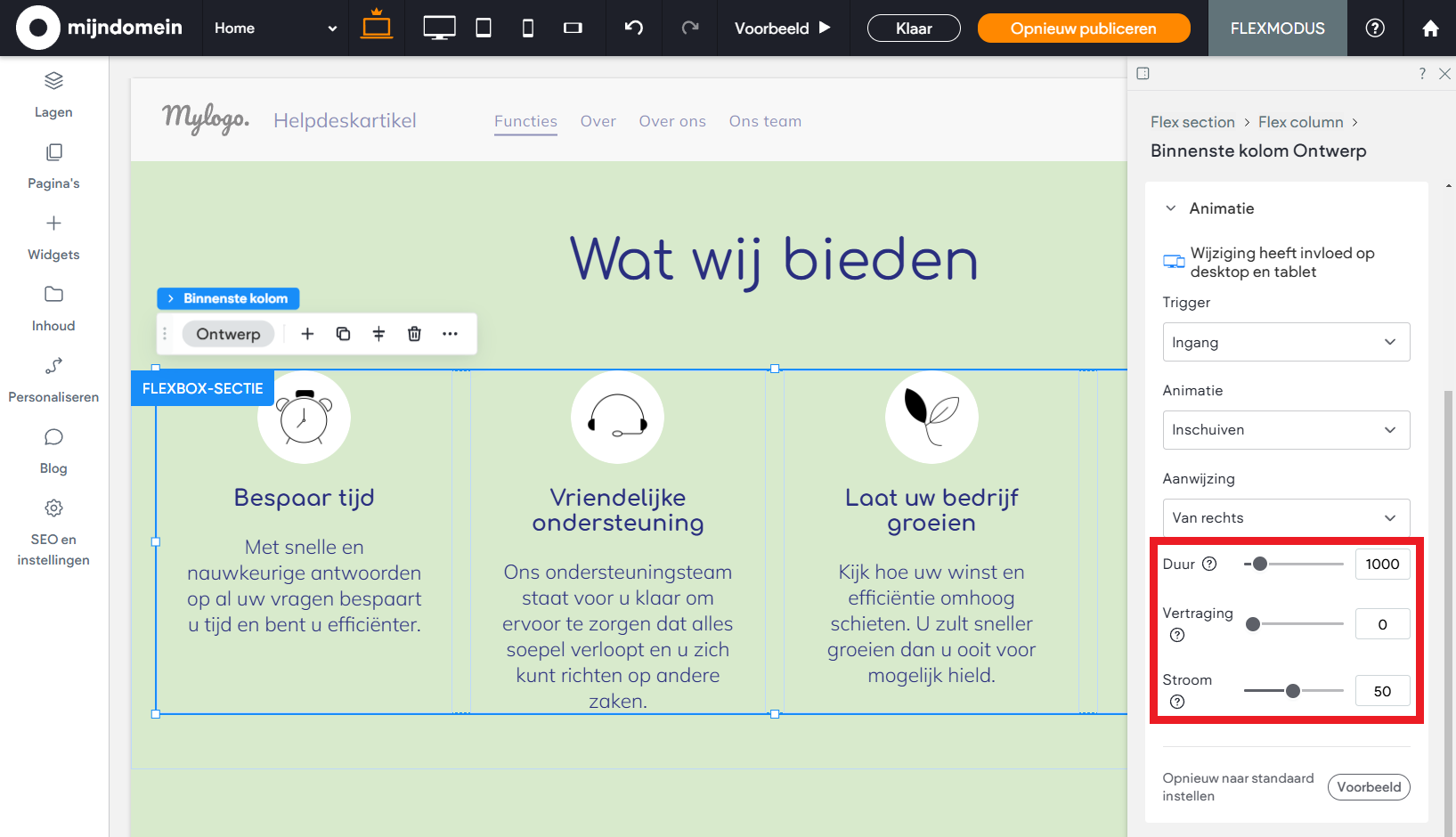 Websitemaker - Flexmodus - Animatie - Extra instellingen kiezen.png