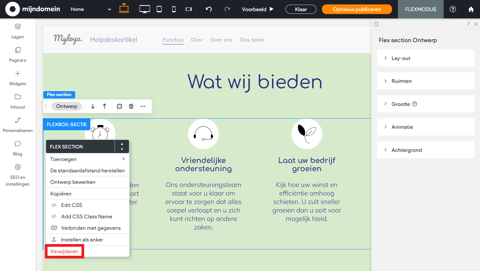 Websitemaker - Flexmodus - Sectie verwijderen 2.png