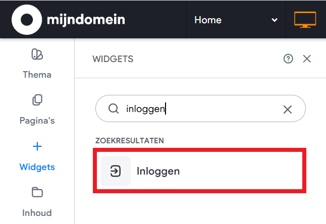 Widgets - Inloggen selecteren.png
