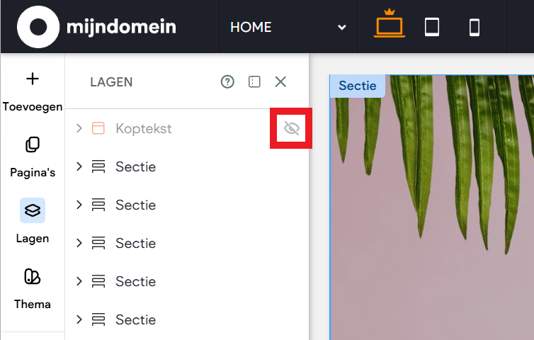 Websitemaker - Lagenpaneel - Koptekst tonen 2.png