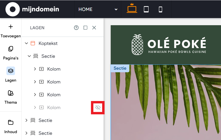 Websitemaker - Lagenpaneel - Koptekst kolom tonen 2.png