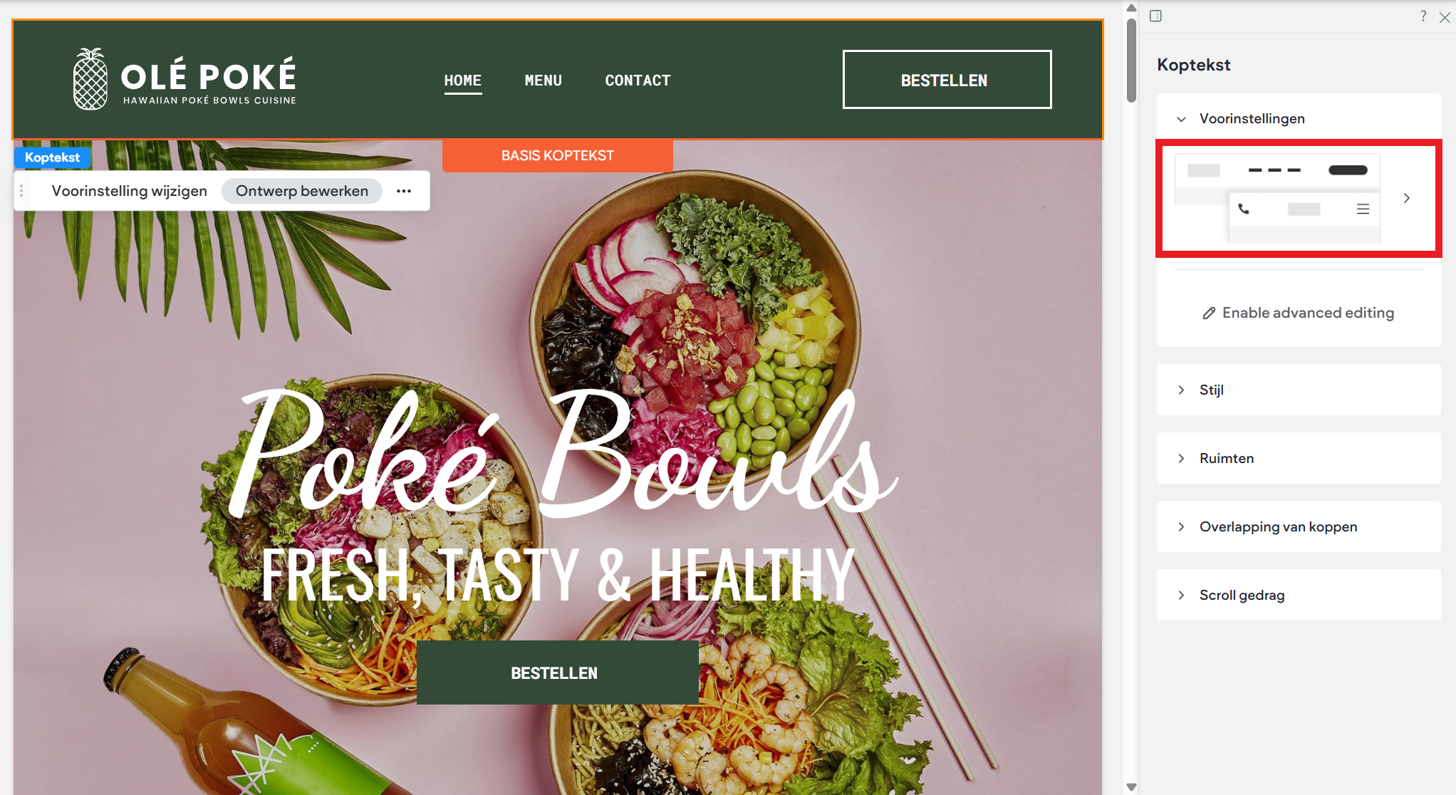 Websitemaker - Koptekst ontwerppaneel - Voorinstellingen.png